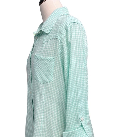 TWO BY VINCE CAMUTO 100% COTTON GINGHAM BUTTON DOWN TOP SIZE L (GUC) - Picture 7 of 8